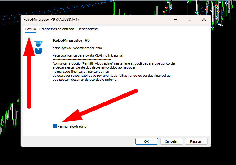 Ativação no Gráfico