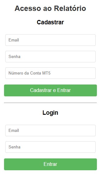 Formulário de Cadastro e Login
